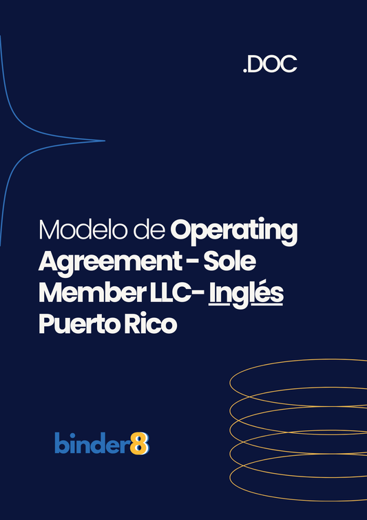 Modelo de Operating Agreement Un Miembro LLC- Sole Member LLC Operating Agreement Template - Documento en Inglés - Puerto Rico